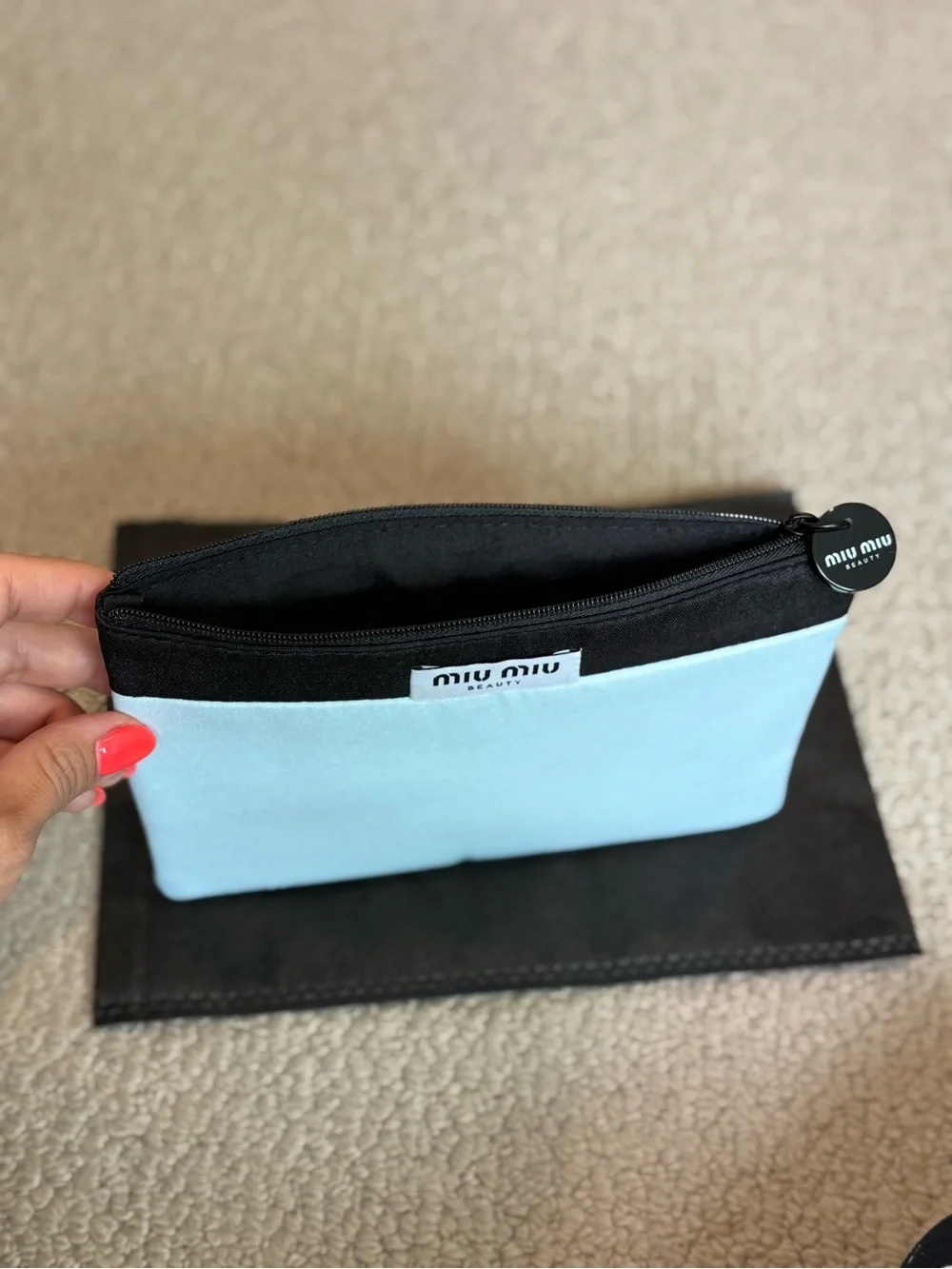 Miu Miu Light Blue & Black Cosmetic Pouch